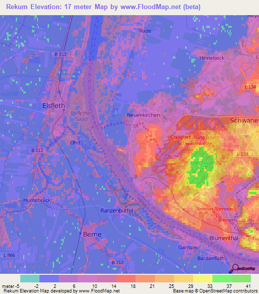 Rekum,Germany Elevation Map