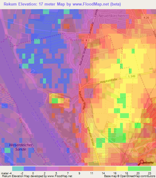 Rekum,Germany Elevation Map