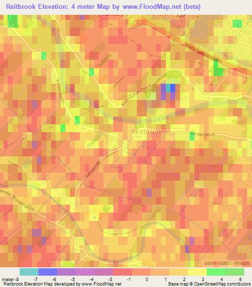 Reitbrook,Germany Elevation Map