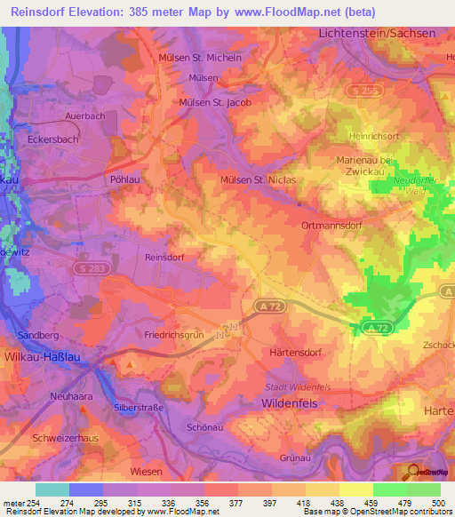 Reinsdorf,Germany Elevation Map