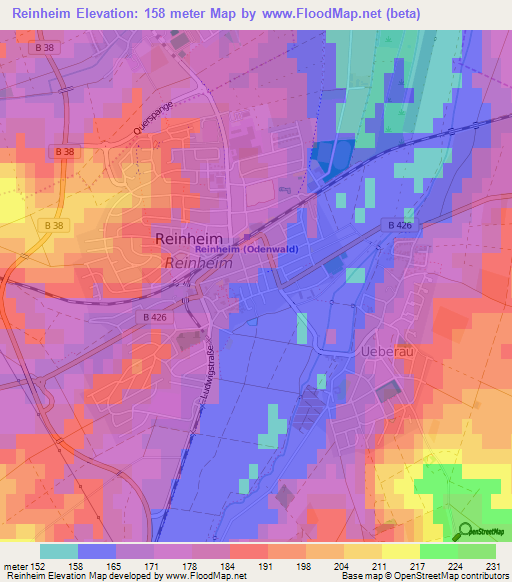 Reinheim,Germany Elevation Map