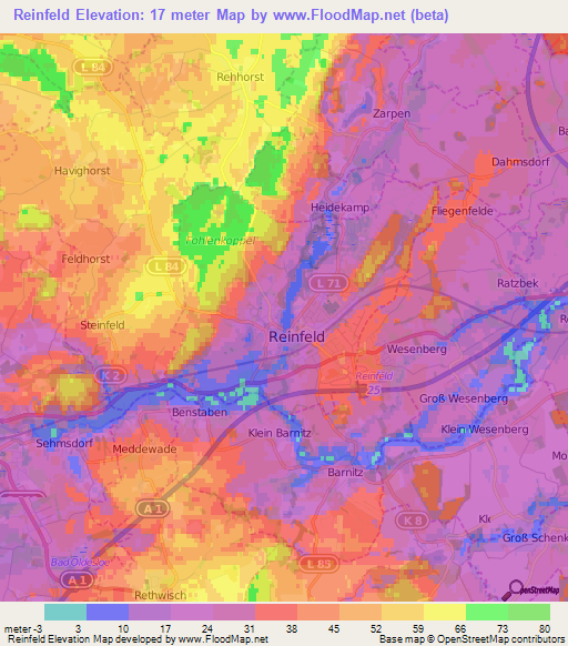 Reinfeld,Germany Elevation Map