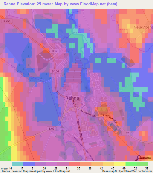 Rehna,Germany Elevation Map