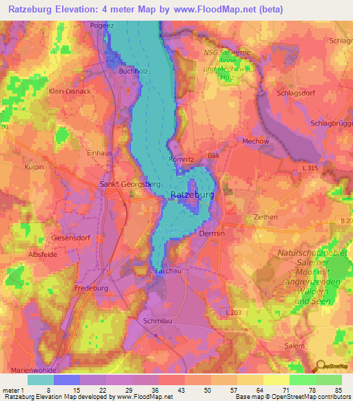 Ratzeburg,Germany Elevation Map