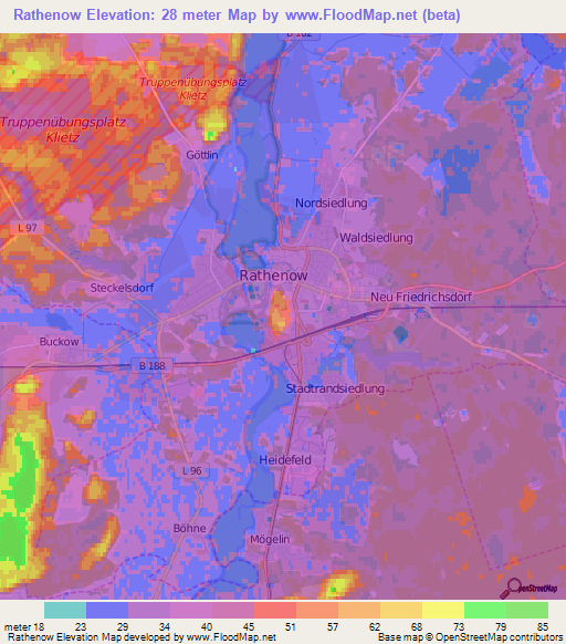 Rathenow,Germany Elevation Map