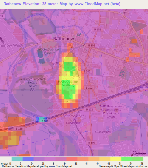 Rathenow,Germany Elevation Map