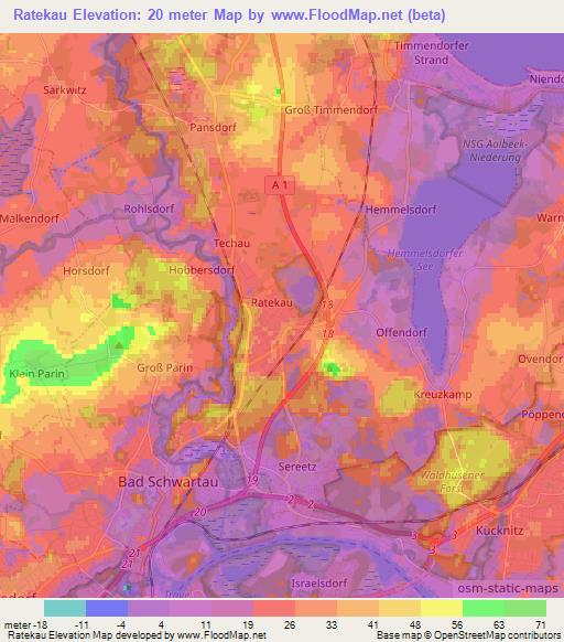 Ratekau,Germany Elevation Map