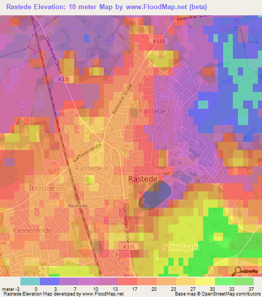 Rastede,Germany Elevation Map