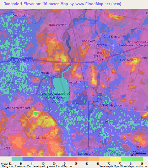 Rangsdorf,Germany Elevation Map