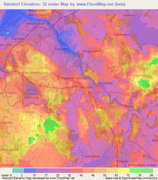 Raisdorf,Germany Elevation Map