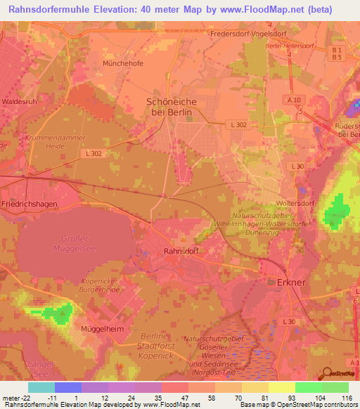 Rahnsdorfermuhle,Germany Elevation Map