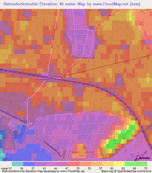Rahnsdorfermuhle,Germany Elevation Map
