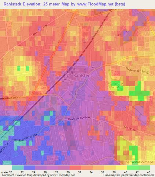 Rahlstedt,Germany Elevation Map