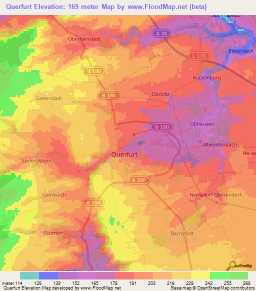 Querfurt,Germany Elevation Map