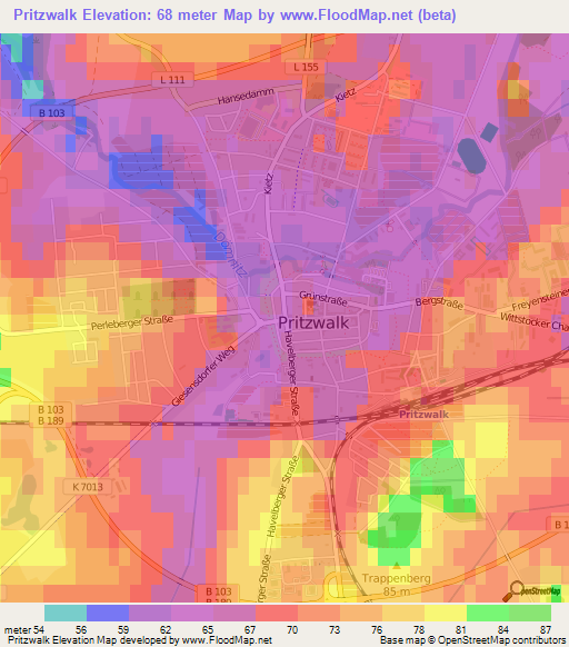 Pritzwalk,Germany Elevation Map