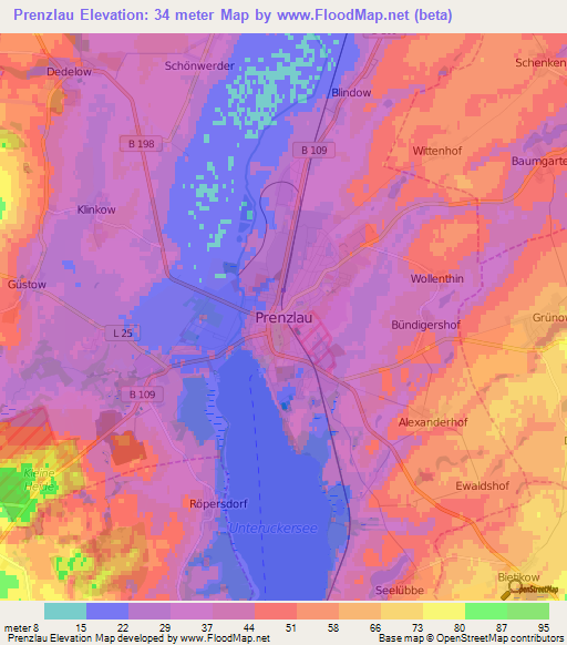 Prenzlau,Germany Elevation Map