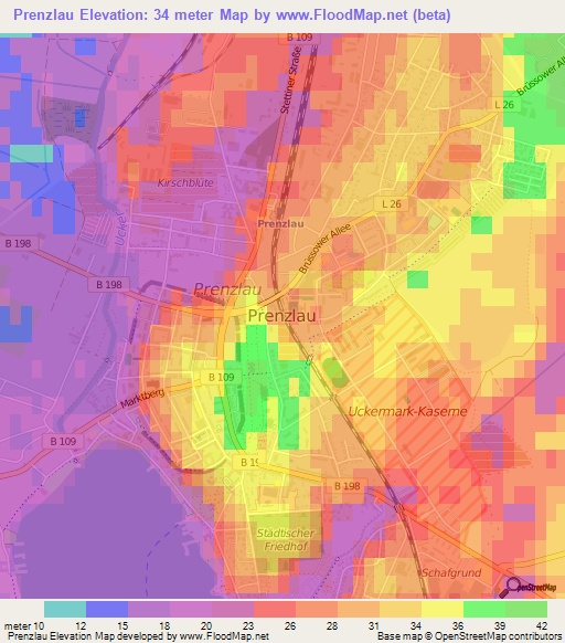 Prenzlau,Germany Elevation Map