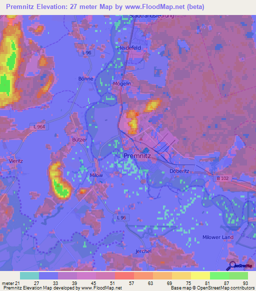 Premnitz,Germany Elevation Map