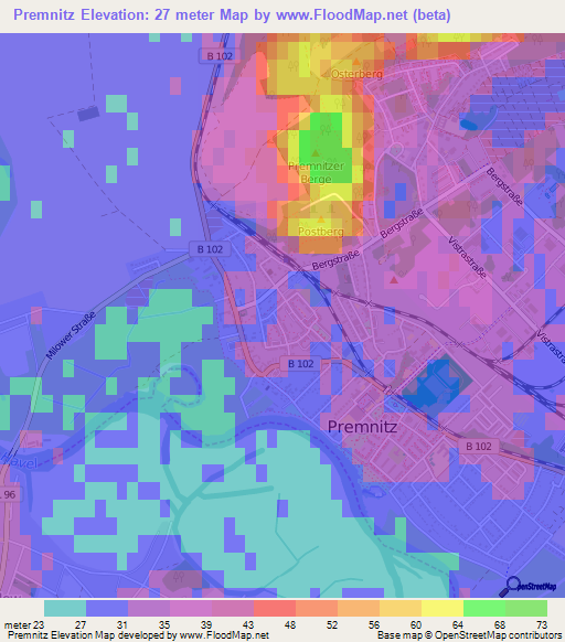 Premnitz,Germany Elevation Map