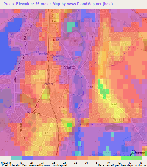 Preetz,Germany Elevation Map