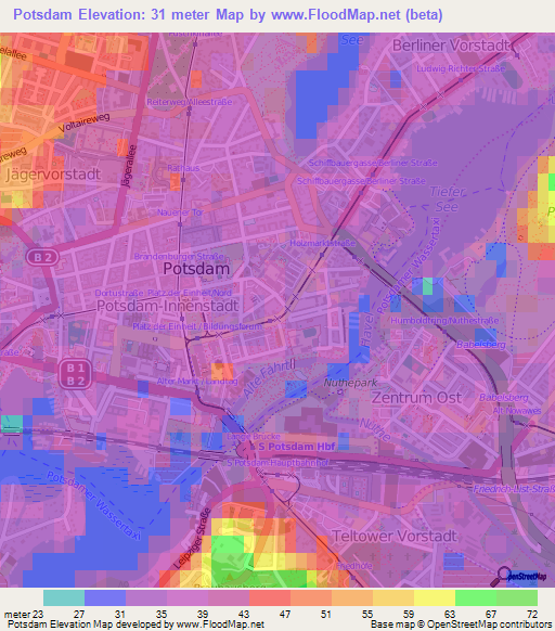 Potsdam,Germany Elevation Map