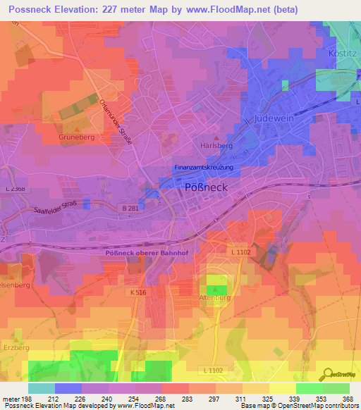 Possneck,Germany Elevation Map