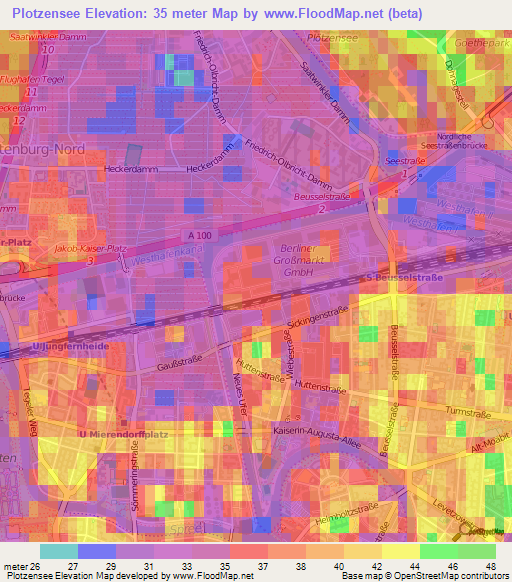 Plotzensee,Germany Elevation Map