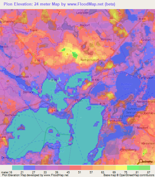 Plon,Germany Elevation Map