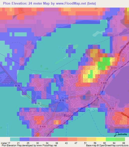 Plon,Germany Elevation Map