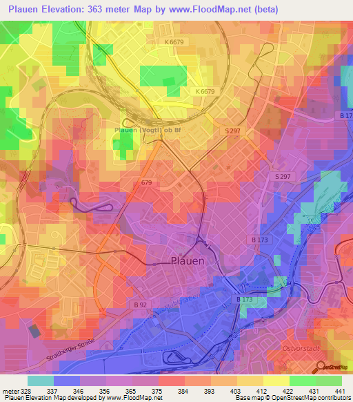 Plauen,Germany Elevation Map