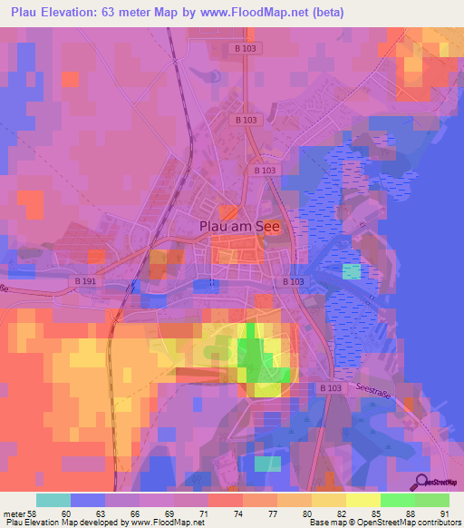 Plau,Germany Elevation Map