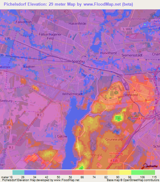 Pichelsdorf,Germany Elevation Map