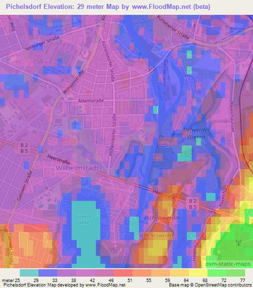 Pichelsdorf,Germany Elevation Map