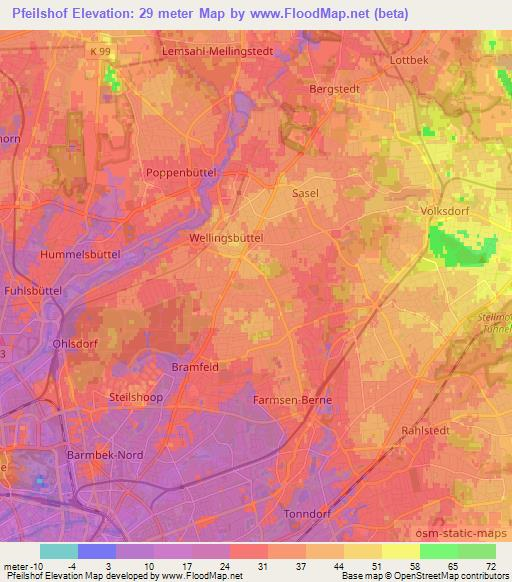 Pfeilshof,Germany Elevation Map