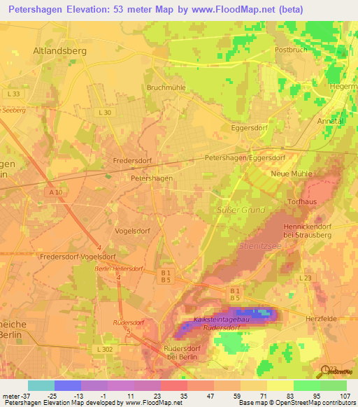 Petershagen,Germany Elevation Map