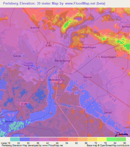 Perleberg,Germany Elevation Map