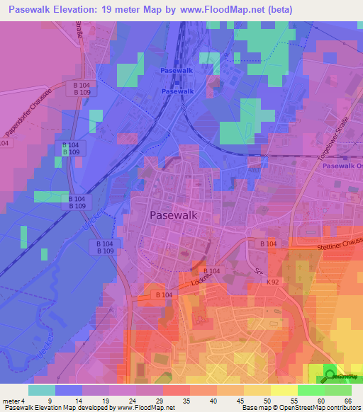 Pasewalk,Germany Elevation Map