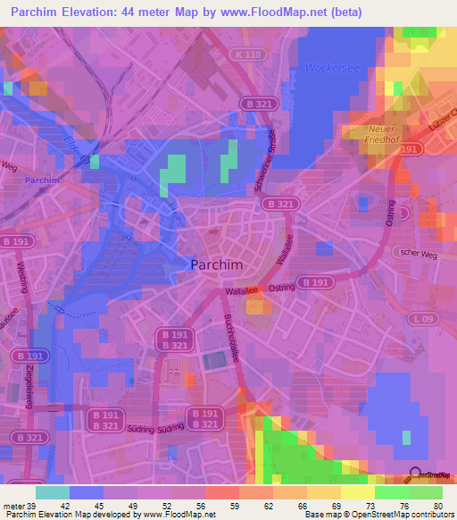 Parchim,Germany Elevation Map