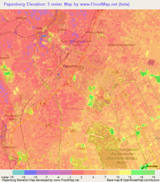 Papenburg,Germany Elevation Map