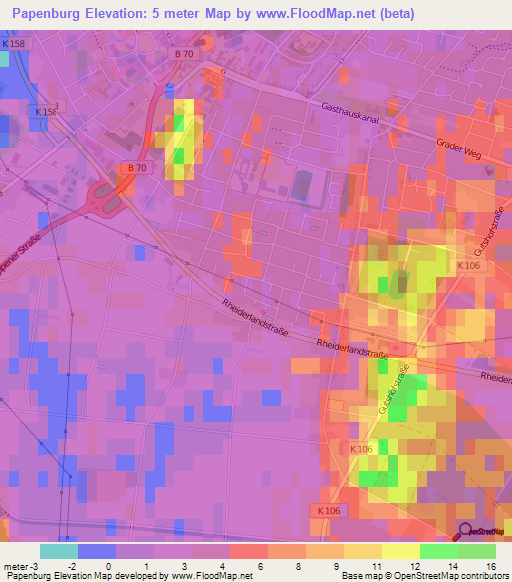 Papenburg,Germany Elevation Map