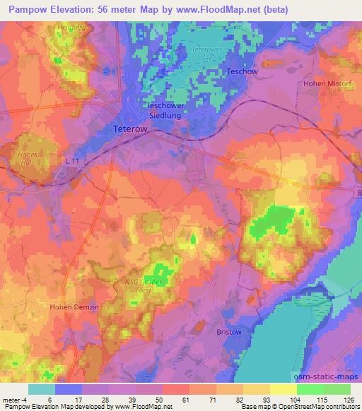 Pampow,Germany Elevation Map