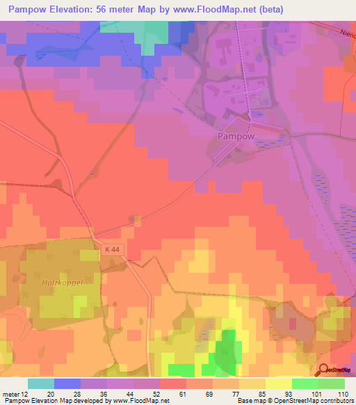 Pampow,Germany Elevation Map