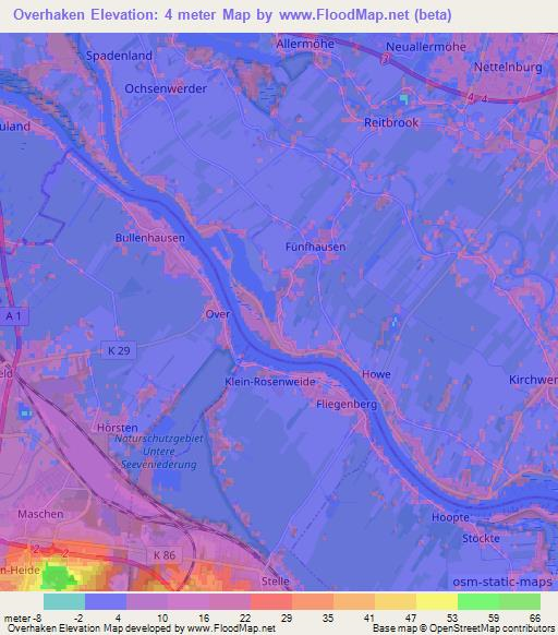 Overhaken,Germany Elevation Map