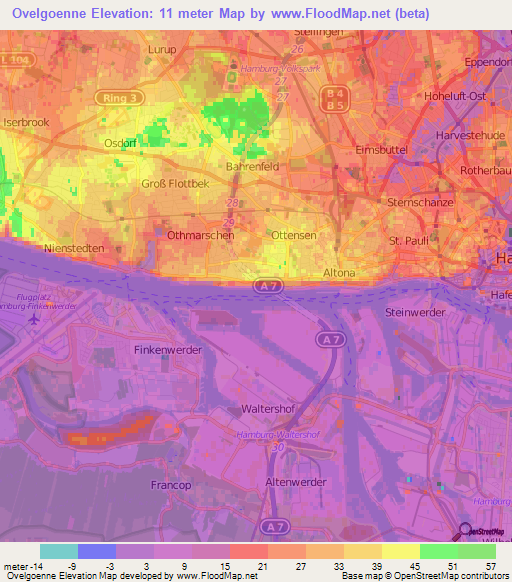 Ovelgoenne,Germany Elevation Map