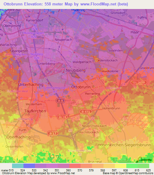 Ottobrunn,Germany Elevation Map