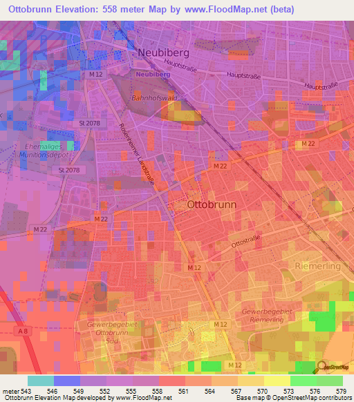 Ottobrunn,Germany Elevation Map