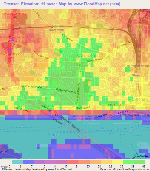 Ottensen,Germany Elevation Map