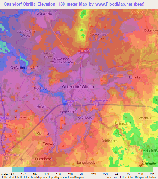 Ottendorf-Okrilla,Germany Elevation Map