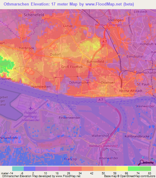 Othmarschen,Germany Elevation Map