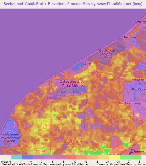 Seeheilbad Graal-Muritz,Germany Elevation Map